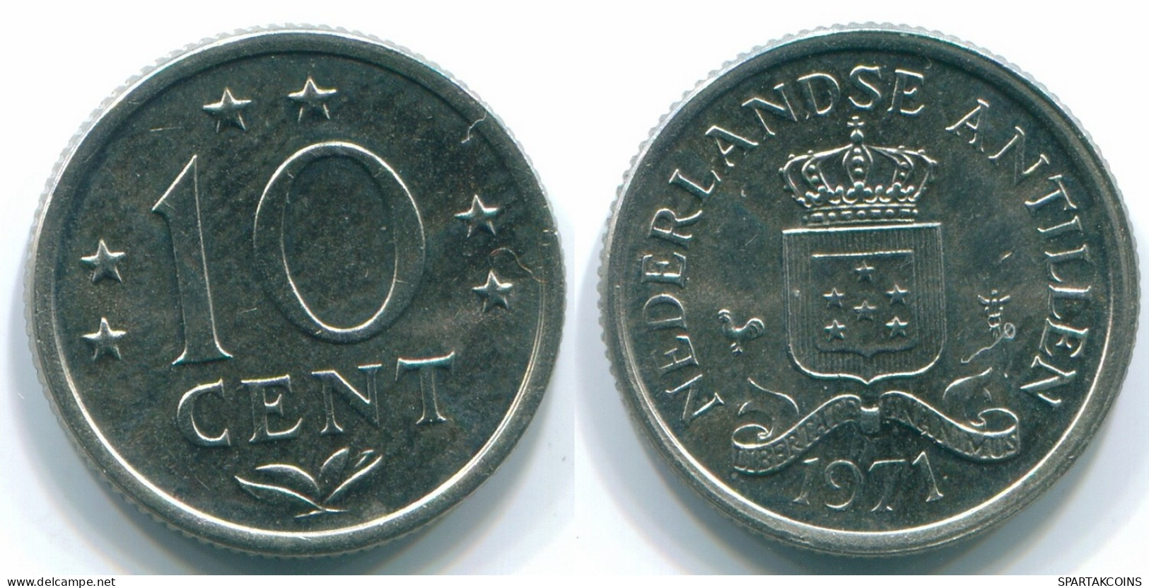 10 CENTS 1971 NIEDERLÄNDISCHE ANTILLEN Nickel Koloniale Münze #S13425.D.A - Antillas Neerlandesas