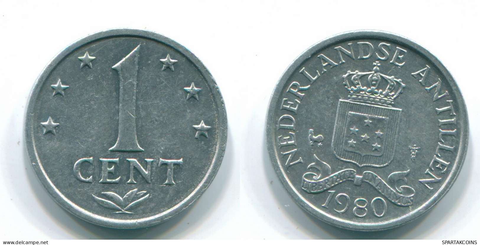 1 CENT 1980 NETHERLANDS ANTILLES Aluminium Colonial Coin #S11198.U.A - Niederländische Antillen