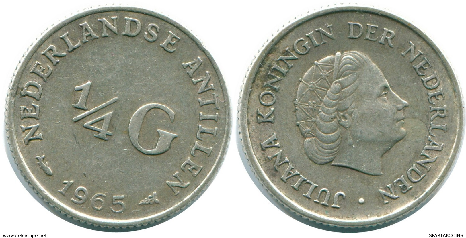 1/4 GULDEN 1965 NIEDERLÄNDISCHE ANTILLEN SILBER Koloniale Münze #NL11430.4.D.A - Antilles Néerlandaises