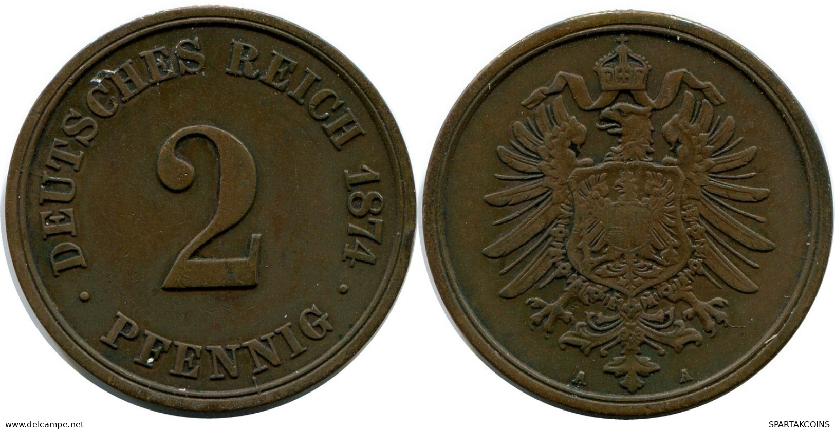 2 PFENNIG 1874 A ALEMANIA Moneda GERMANY #AW948.E.A - 2 Pfennig