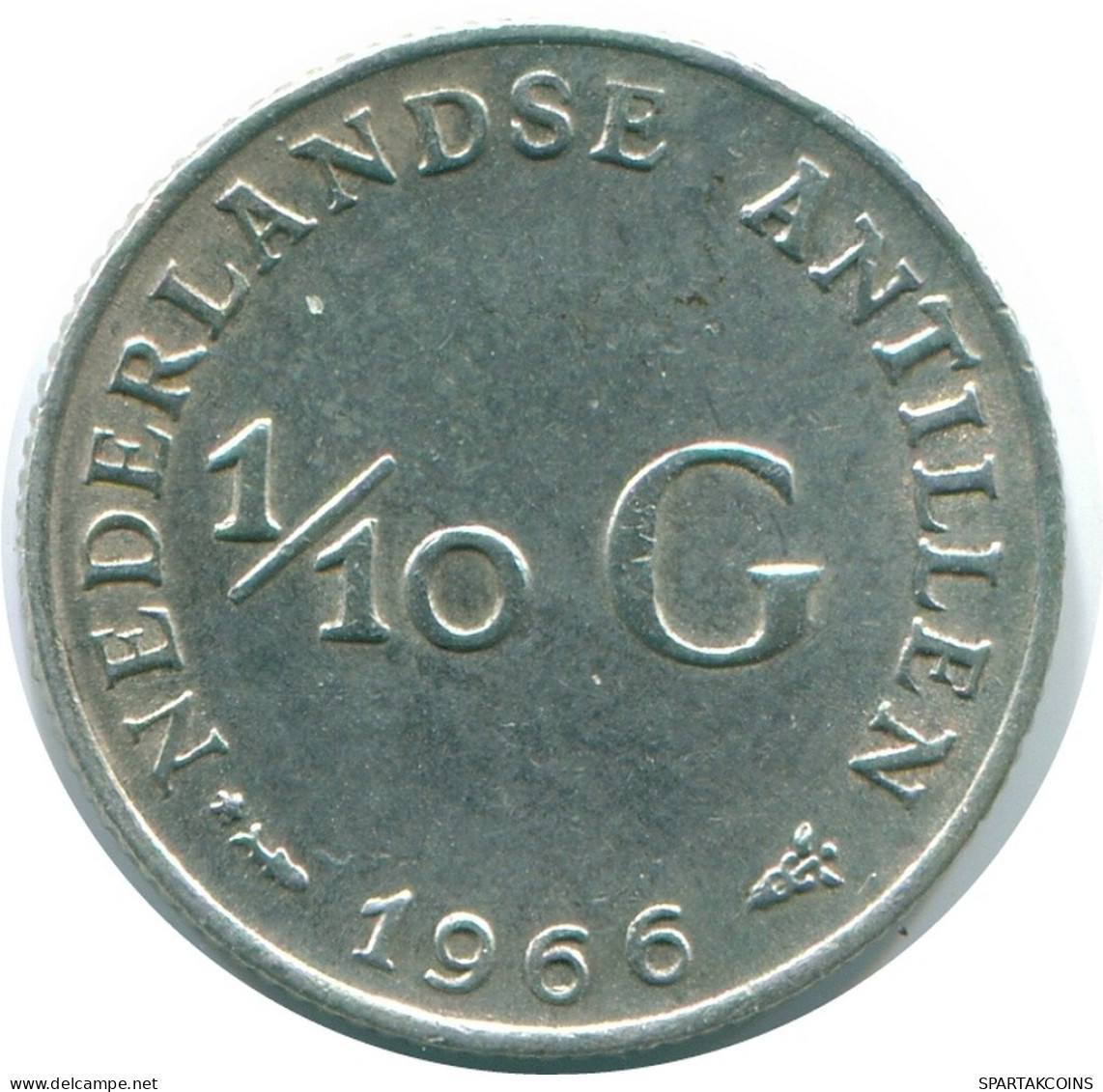 1/10 GULDEN 1966 ANTILLAS NEERLANDESAS PLATA Colonial Moneda #NL12740.3.E.A - Antilles Néerlandaises