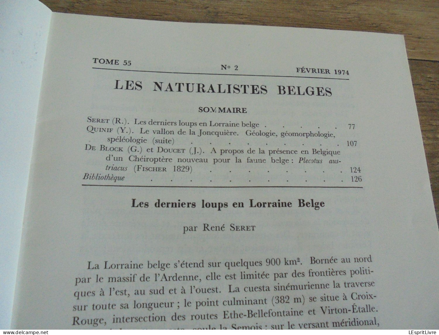 LES NATURALISTES BELGES N° 2 Année 1974 Régionalisme Loups Lorraine Grotte Vaucelles Doische Joncquière Géologie - Belgium
