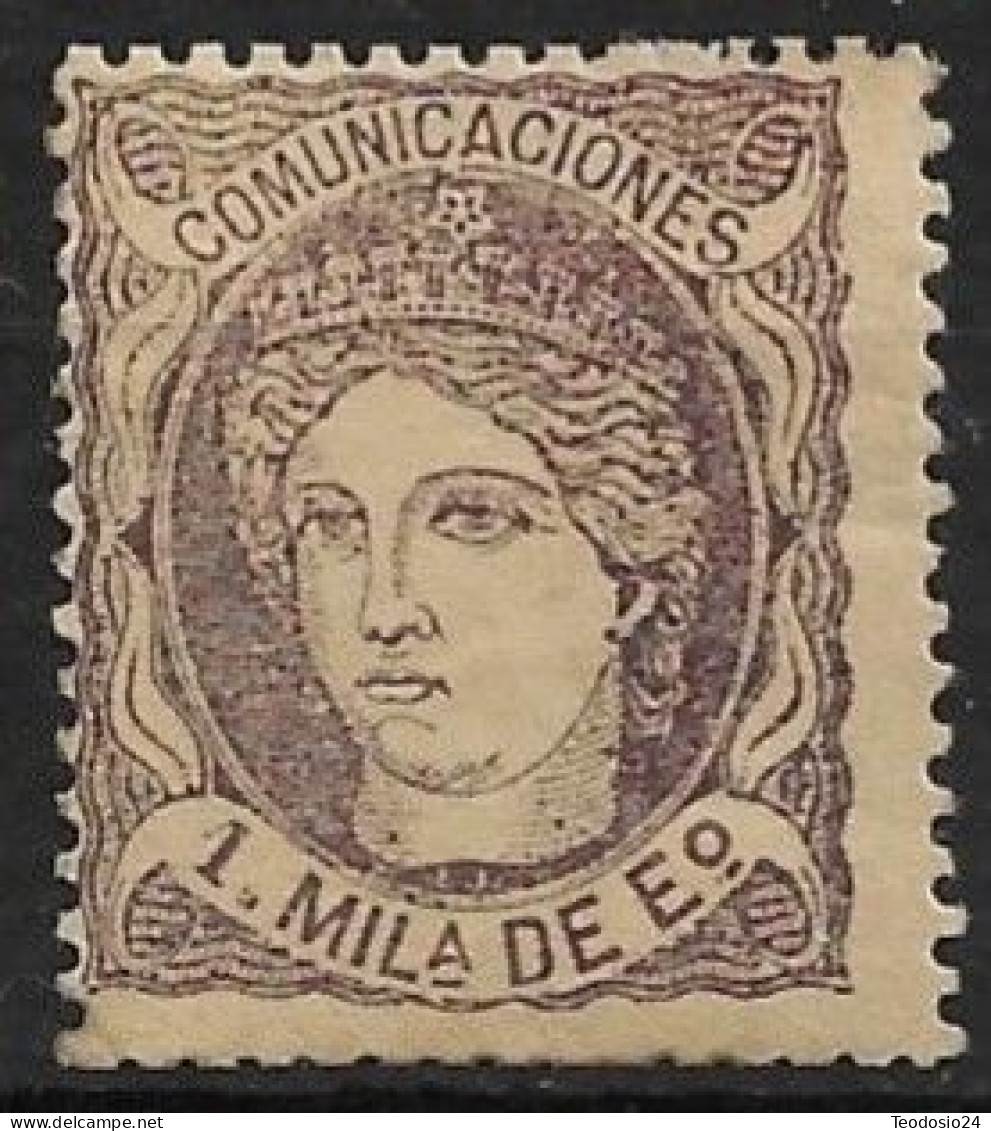 ESPAÑA 1870.-EDIFIL 102 * - Unused Stamps