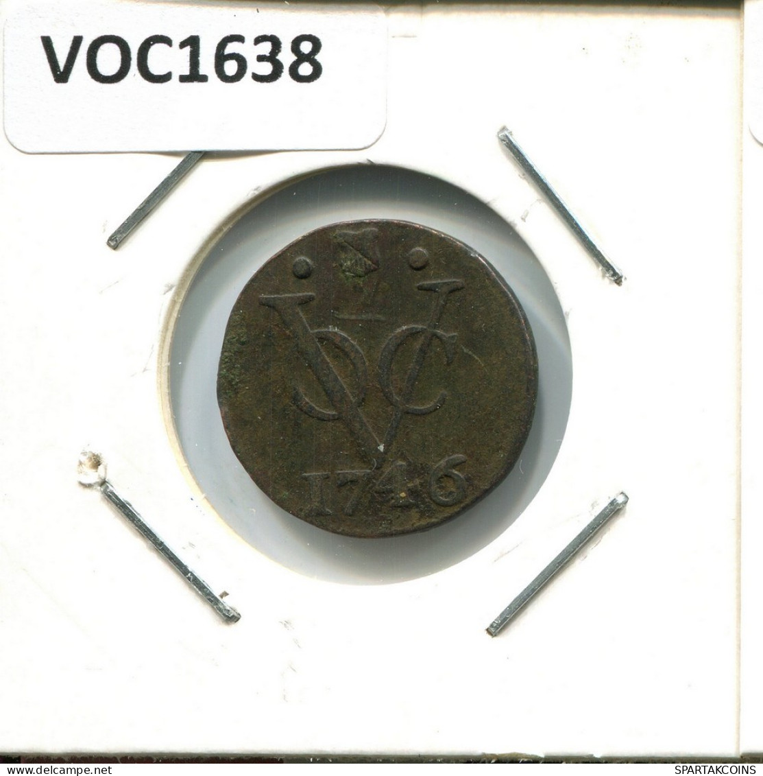 1746 UTRECHT VOC DUIT NEERLANDÉS NETHERLANDS Colonial Moneda #VOC1638.10.E.A - Dutch East Indies