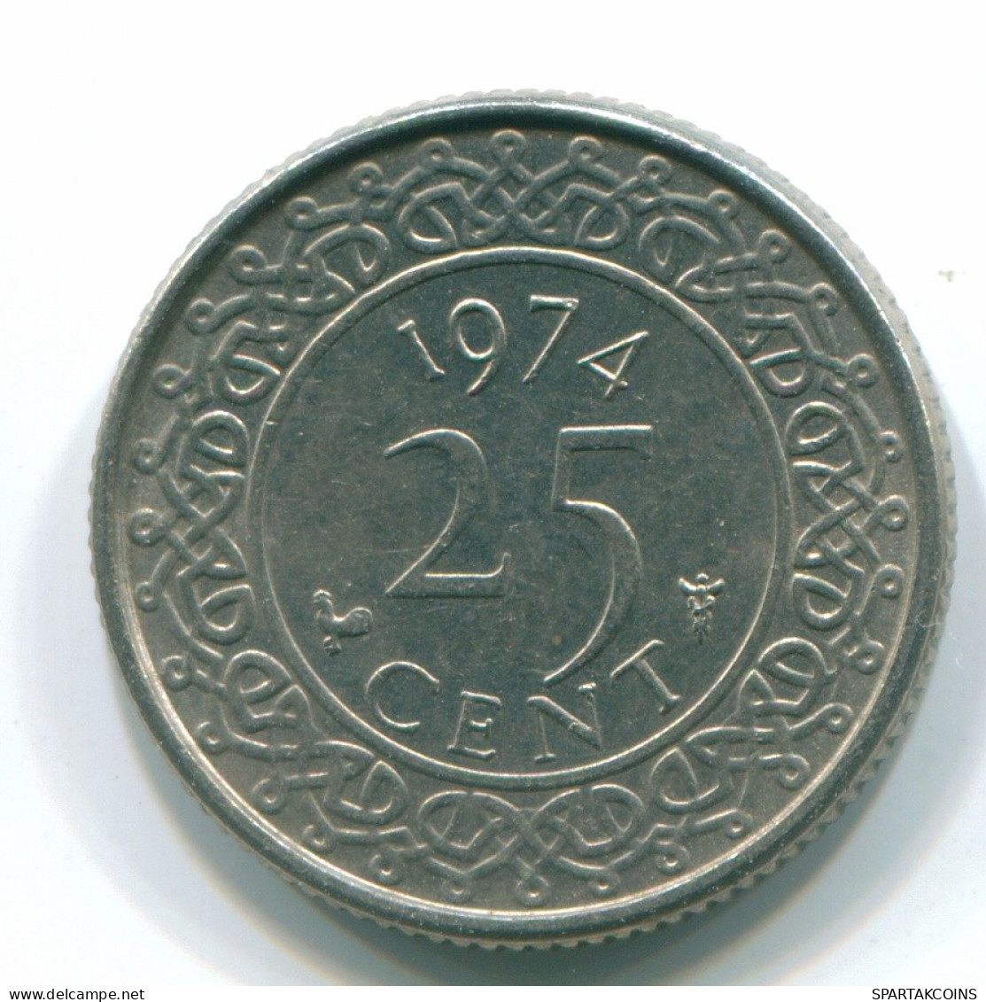 25 CENTS 1974 SURINAM NIEDERLANDE Nickel Koloniale Münze #S11241.D.A - Surinam 1975 - ...