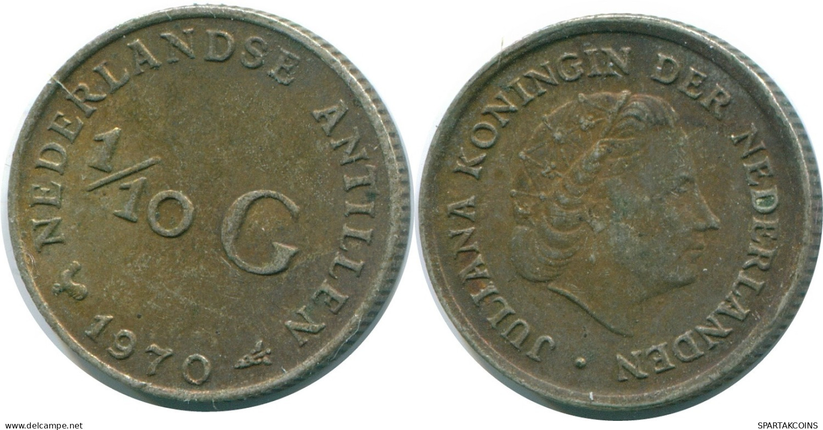 1/10 GULDEN 1970 NIEDERLÄNDISCHE ANTILLEN SILBER Koloniale Münze #NL13117.3.D.A - Netherlands Antilles