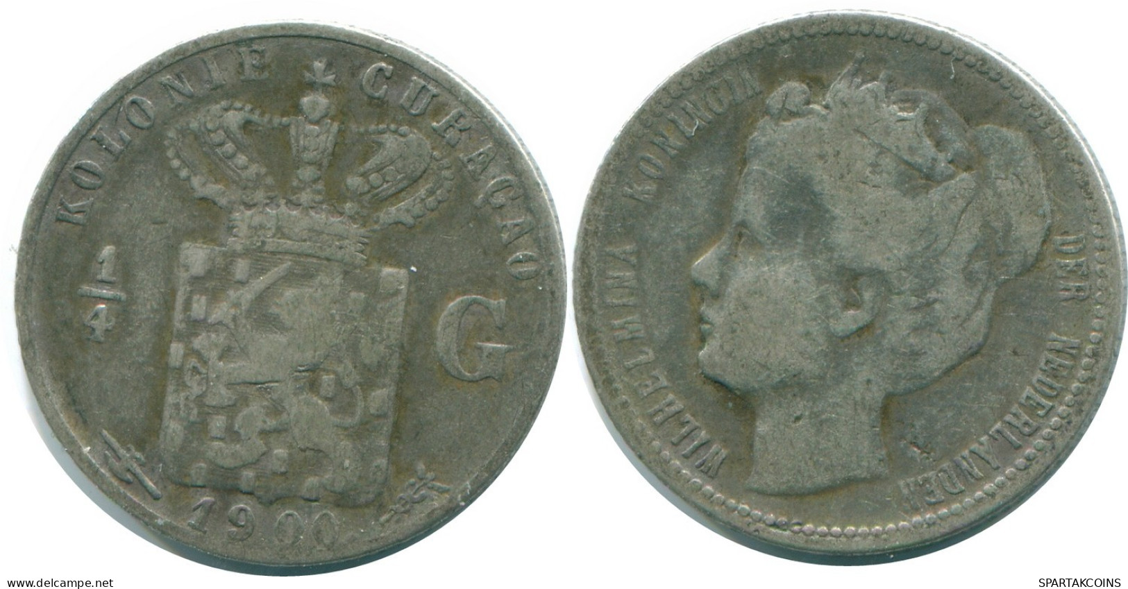 1/4 GULDEN 1900 CURACAO NEERLANDÉS NETHERLANDS PLATA Colonial #NL10514.4.E.A - Curacao