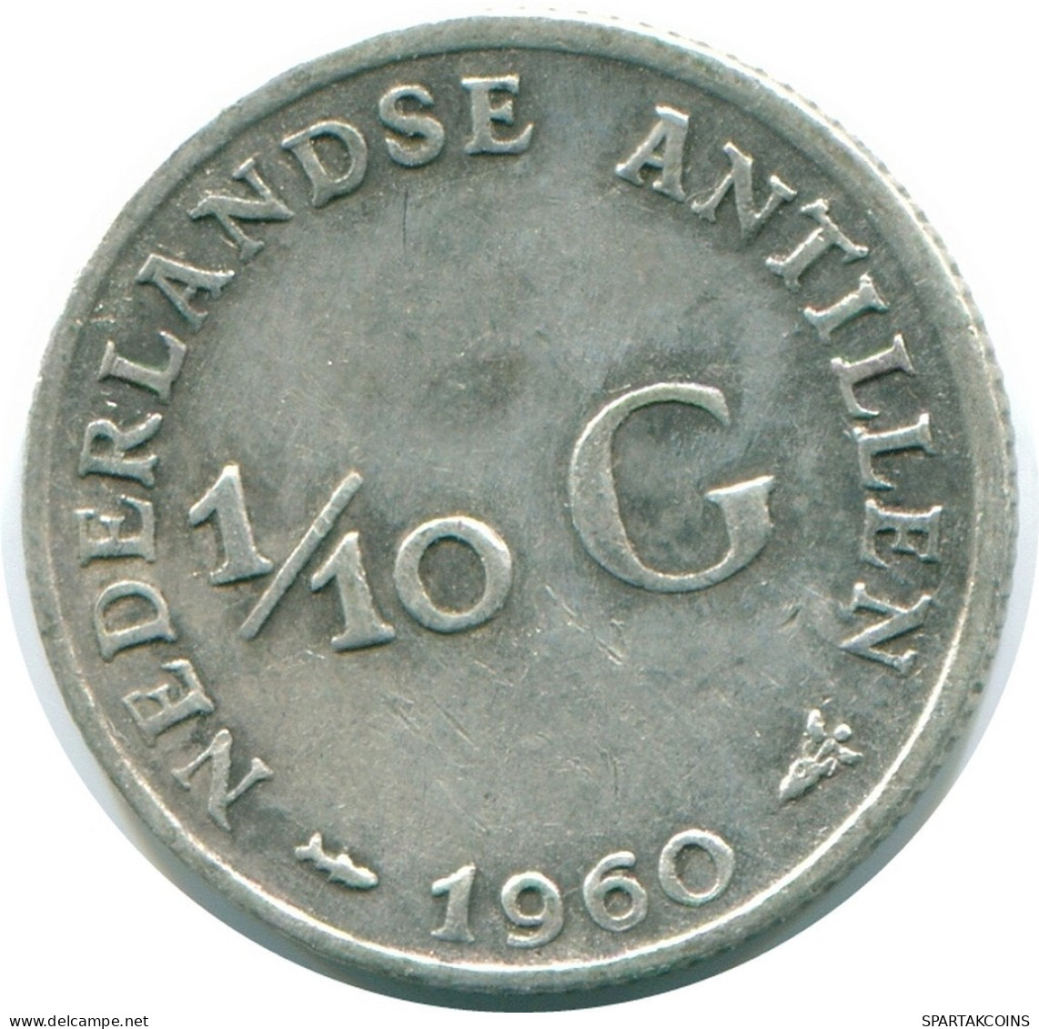 1/10 GULDEN 1960 NETHERLANDS ANTILLES SILVER Colonial Coin #NL12275.3.U.A - Netherlands Antilles