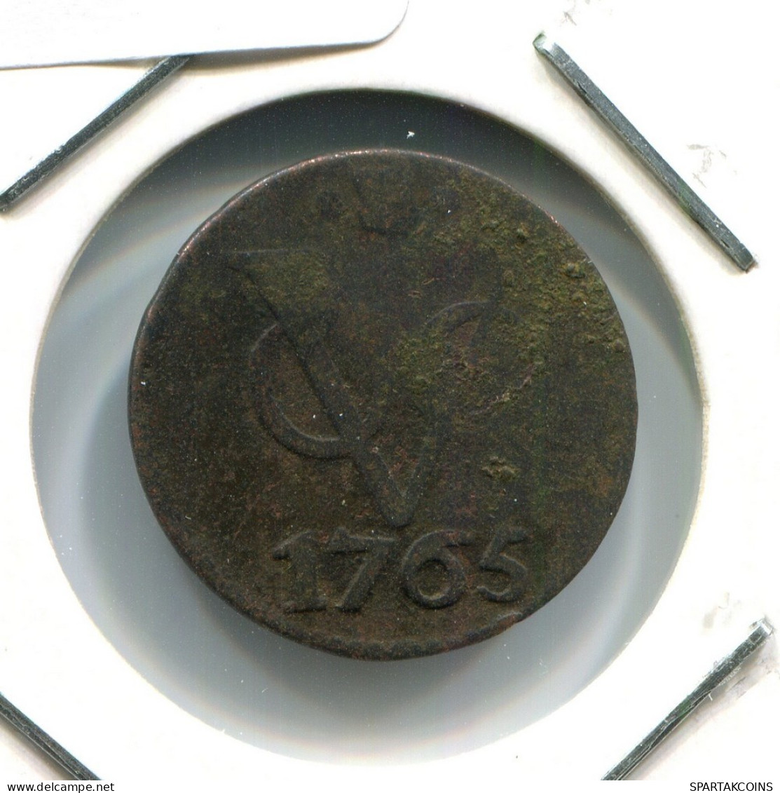 1765 UTRECHT VOC DUIT NIEDERLANDE OSTINDIEN NY COLONIAL PENNY #VOC1658.10.D.A - Niederländisch-Indien