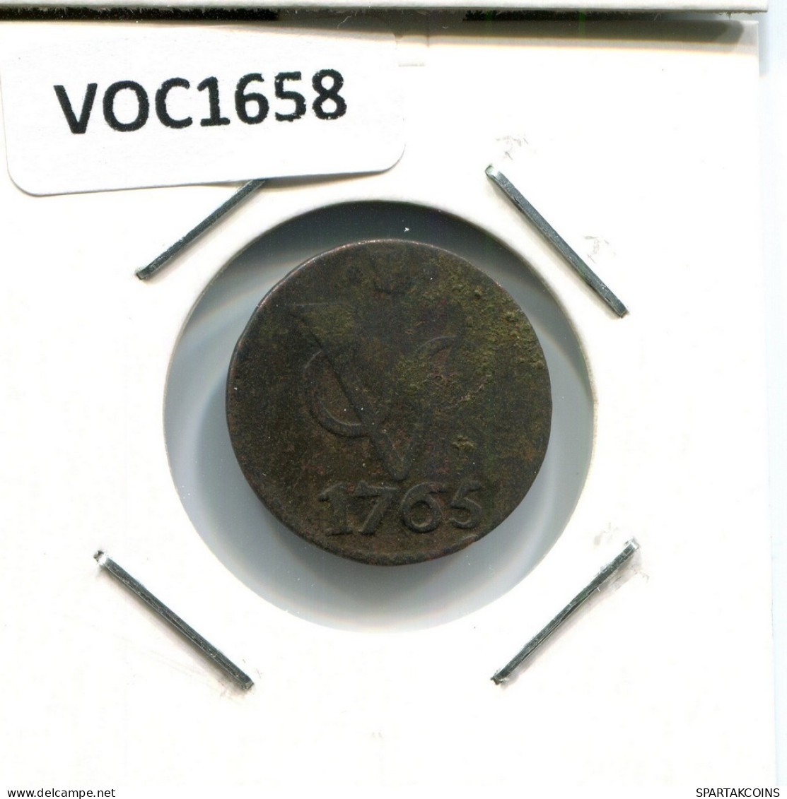 1765 UTRECHT VOC DUIT NIEDERLANDE OSTINDIEN NY COLONIAL PENNY #VOC1658.10.D.A - Dutch East Indies