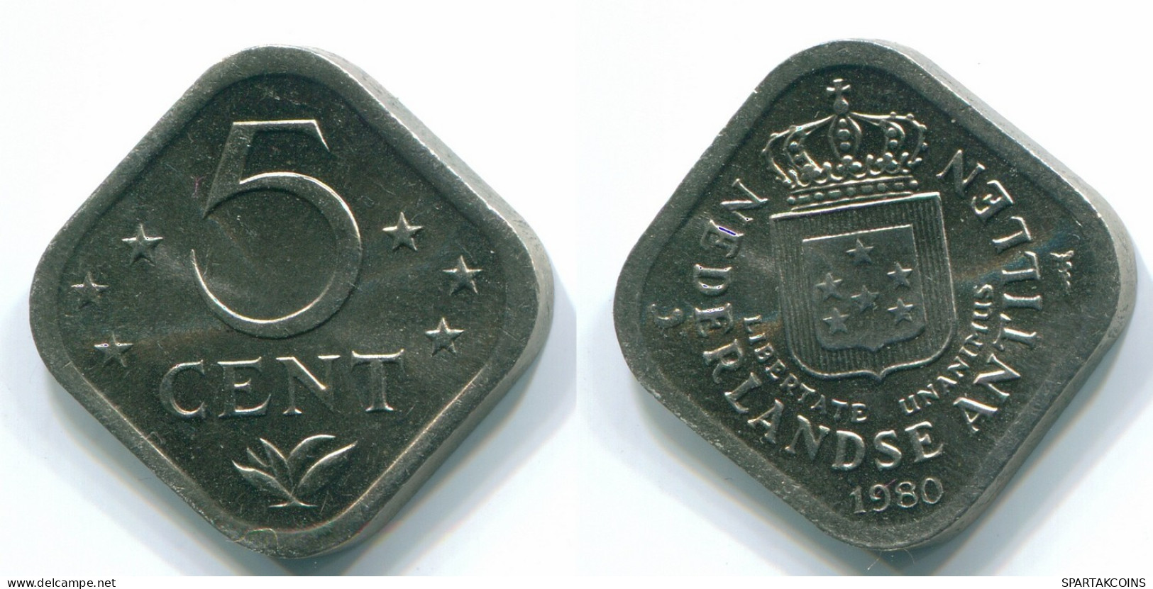 5 CENTS 1980 ANTILLES NÉERLANDAISES Nickel Colonial Pièce #S12331.F.A - Antilles Néerlandaises