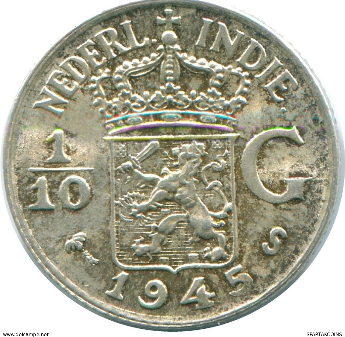 1/10 GULDEN 1945 S INDIAS ORIENTALES DE LOS PAÍSES BAJOS PLATA #NL14187.3.E.A - Indie Olandesi