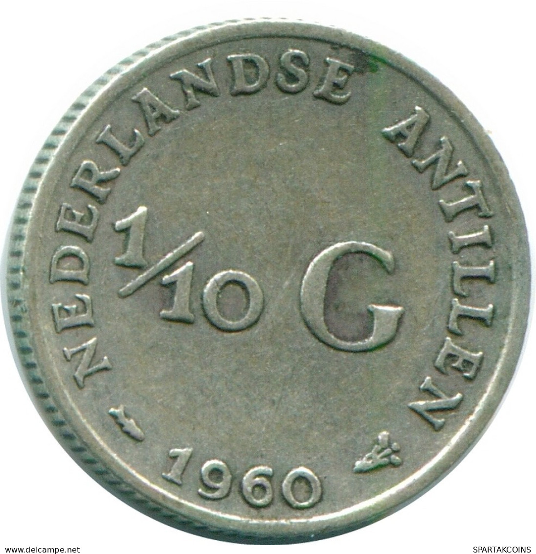 1/10 GULDEN 1960 NIEDERLÄNDISCHE ANTILLEN SILBER Koloniale Münze #NL12331.3.D.A - Antille Olandesi
