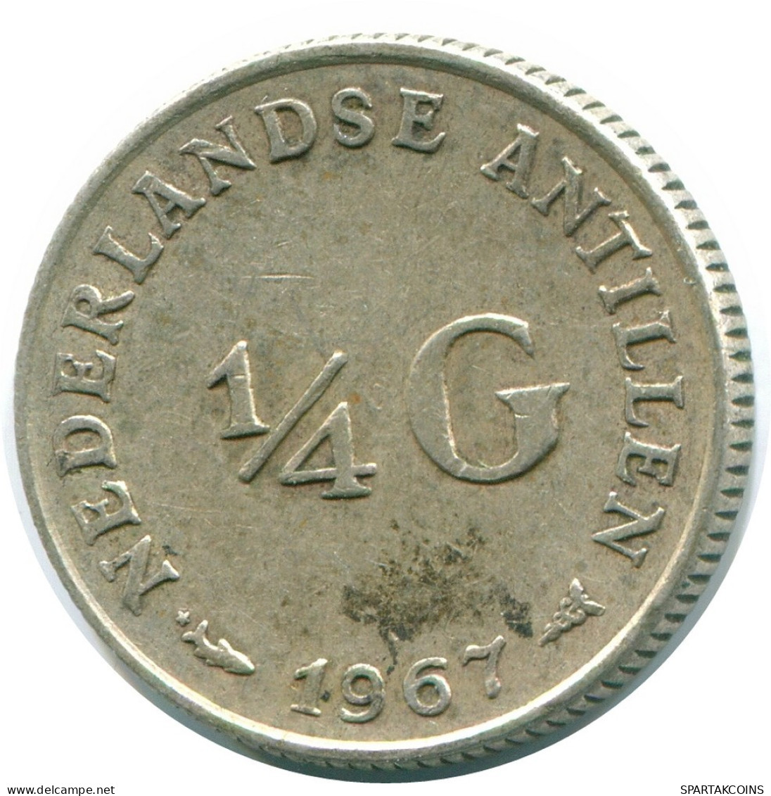 1/4 GULDEN 1967 ANTILLAS NEERLANDESAS PLATA Colonial Moneda #NL11464.4.E.A - Antille Olandesi