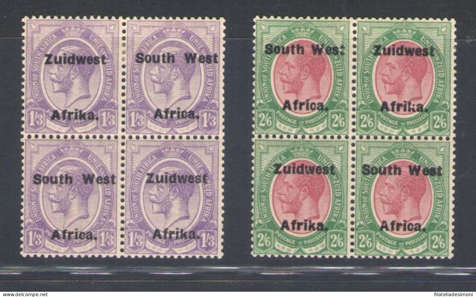 1923-26 South West Africa, Stanley Gibbons N. 36/37 - Blocco Di Quattro - MH* - Autres & Non Classés