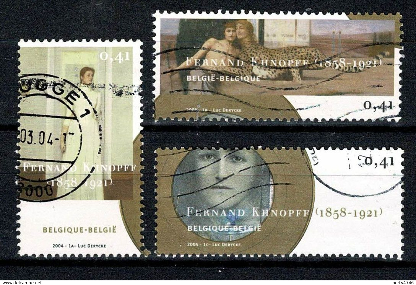 Belg. 2004 - 3229/31, Yv 3216/18, Mi 3278/80 Fernand Khnopff - Gebraucht