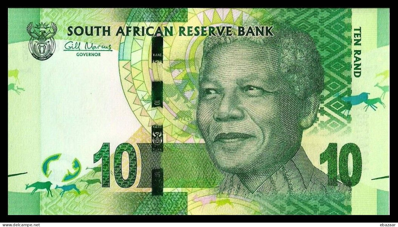 South Africa 3 Consecutive Serial Banknotes 2012 Nelson Mandela 10 Rand P-133 UNC - South Africa