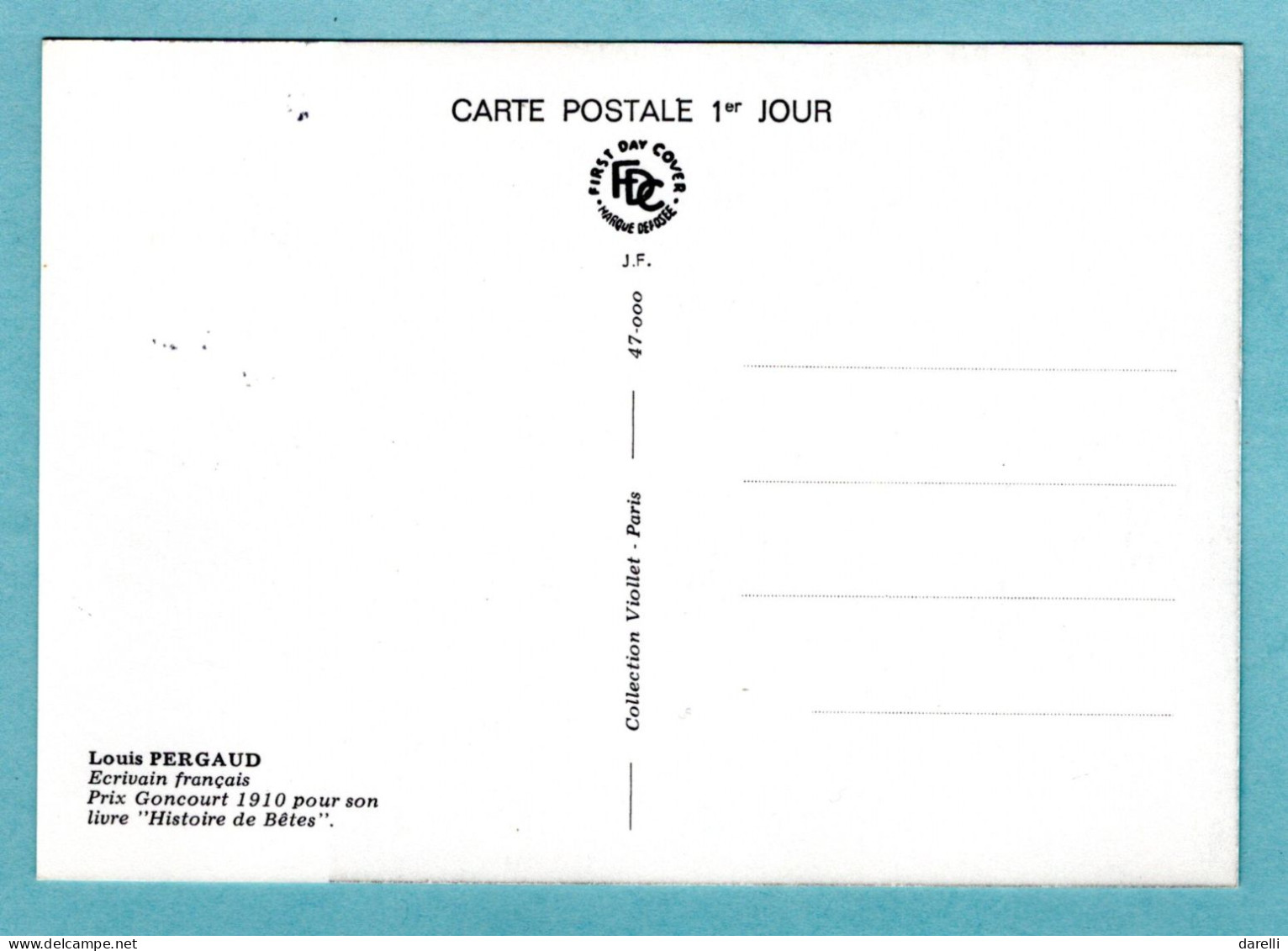 Carte Maximum 1982 - Personnages Célèbres - Louis Pergaud - YT 2227 - 25 Belmont - Vercel -Villedieu Le Camp - 1980-1989