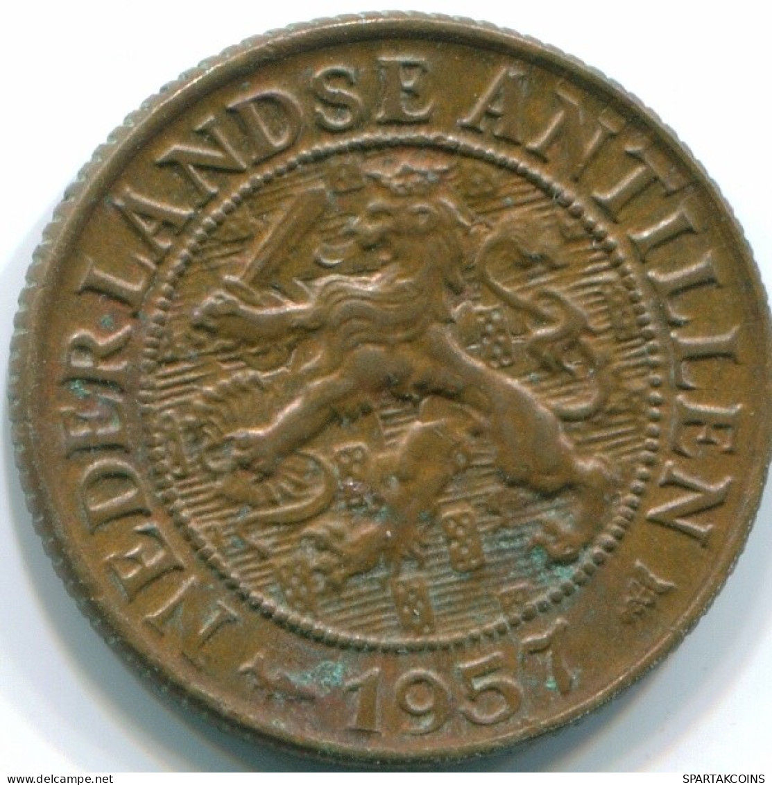 1 CENT 1957 NETHERLANDS ANTILLES Bronze Fish Colonial Coin #S11027.U.A - Antilles Néerlandaises