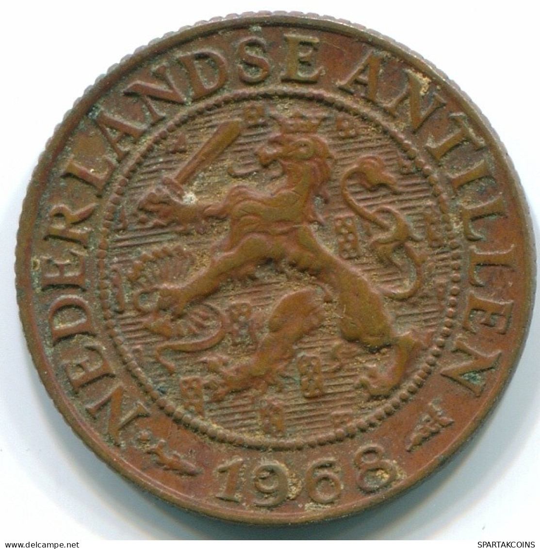 1 CENT 1968 ANTILLAS NEERLANDESAS Bronze Fish Colonial Moneda #S10783.E.A - Antilles Néerlandaises