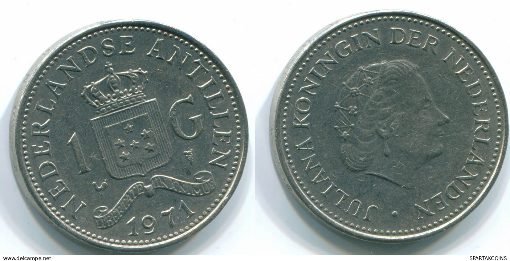 1 GULDEN 1971 NIEDERLÄNDISCHE ANTILLEN Nickel Koloniale Münze #S11920.D.A - Niederländische Antillen