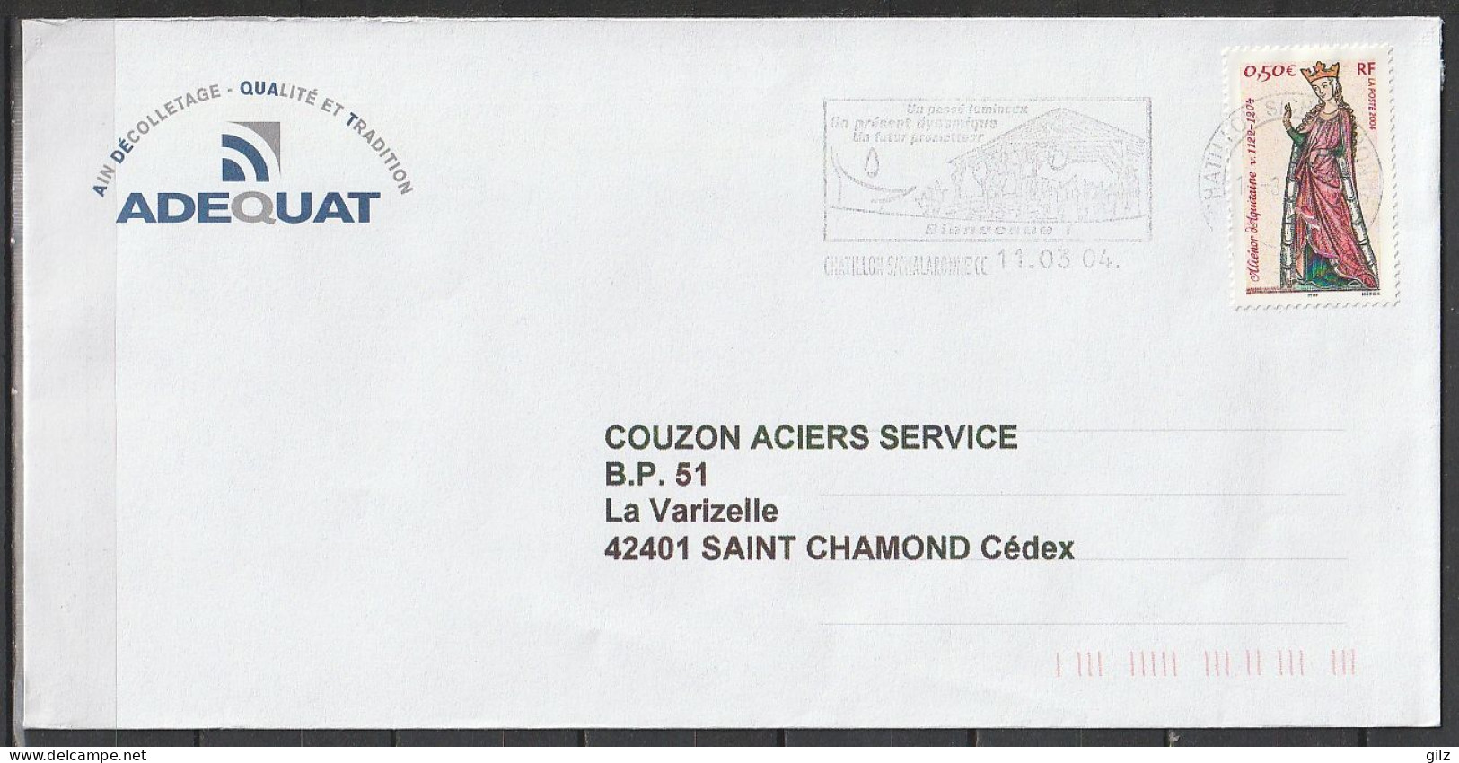 Lettre Flamme Chatillon S/Chalaronne(Ain), Bienvenue Du 11/03/2004 - Mechanische Stempels (reclame)