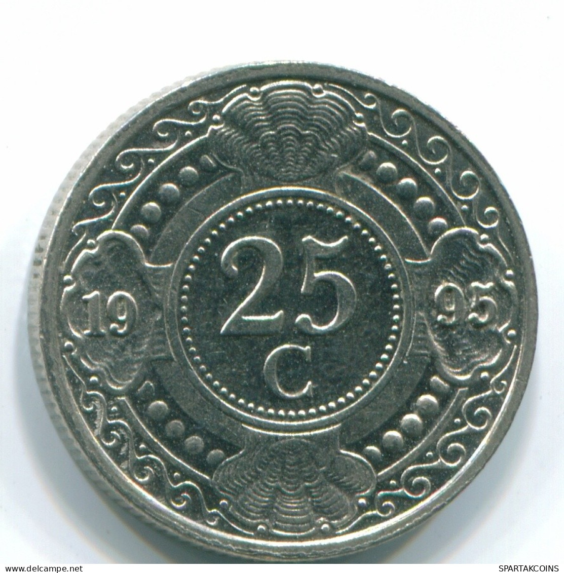 25 CENTS 1993 NIEDERLÄNDISCHE ANTILLEN Nickel Koloniale Münze #S11288.D.A - Niederländische Antillen