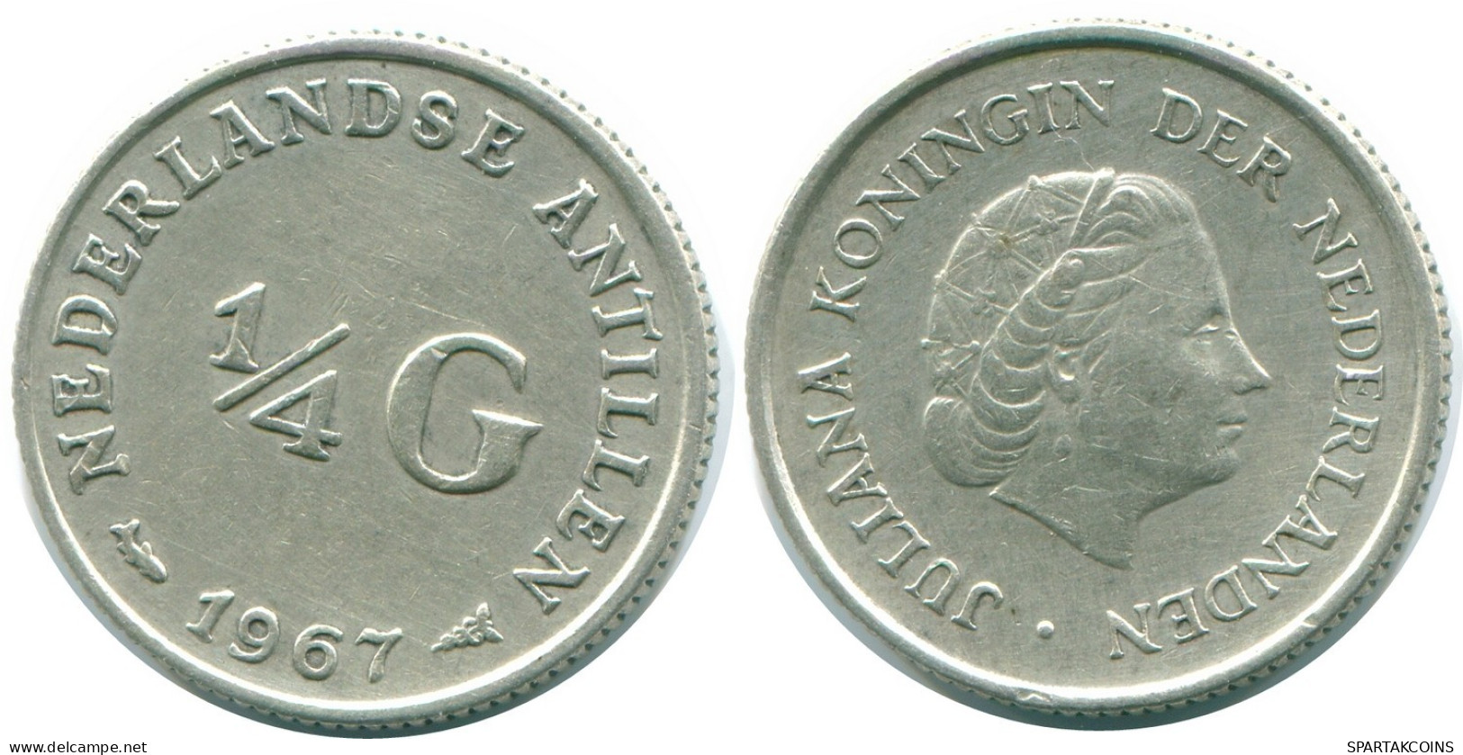 1/4 GULDEN 1967 ANTILLES NÉERLANDAISES ARGENT Colonial Pièce #NL11449.4.F.A - Niederländische Antillen