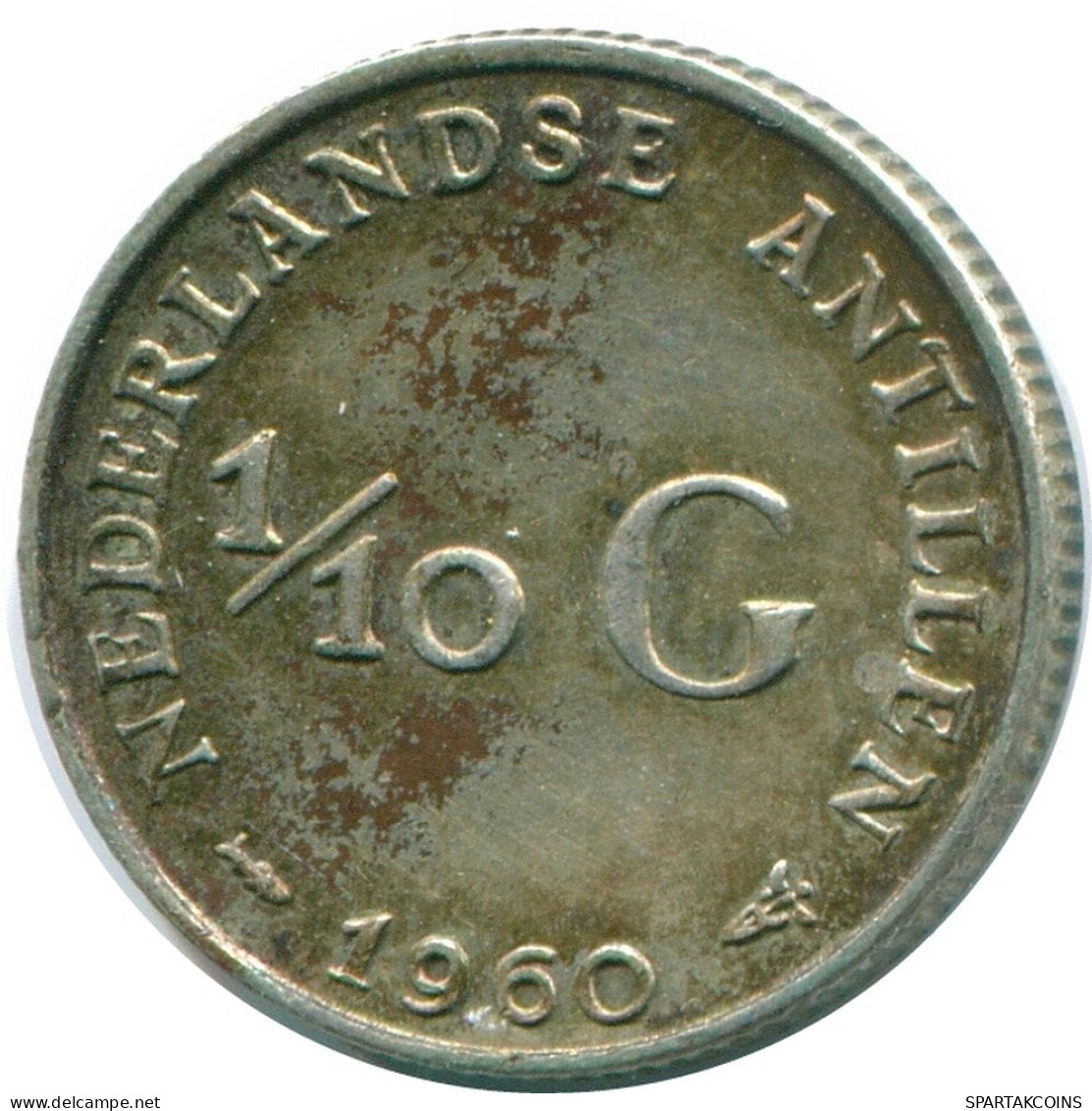 1/10 GULDEN 1960 NETHERLANDS ANTILLES SILVER Colonial Coin #NL12338.3.U.A - Netherlands Antilles