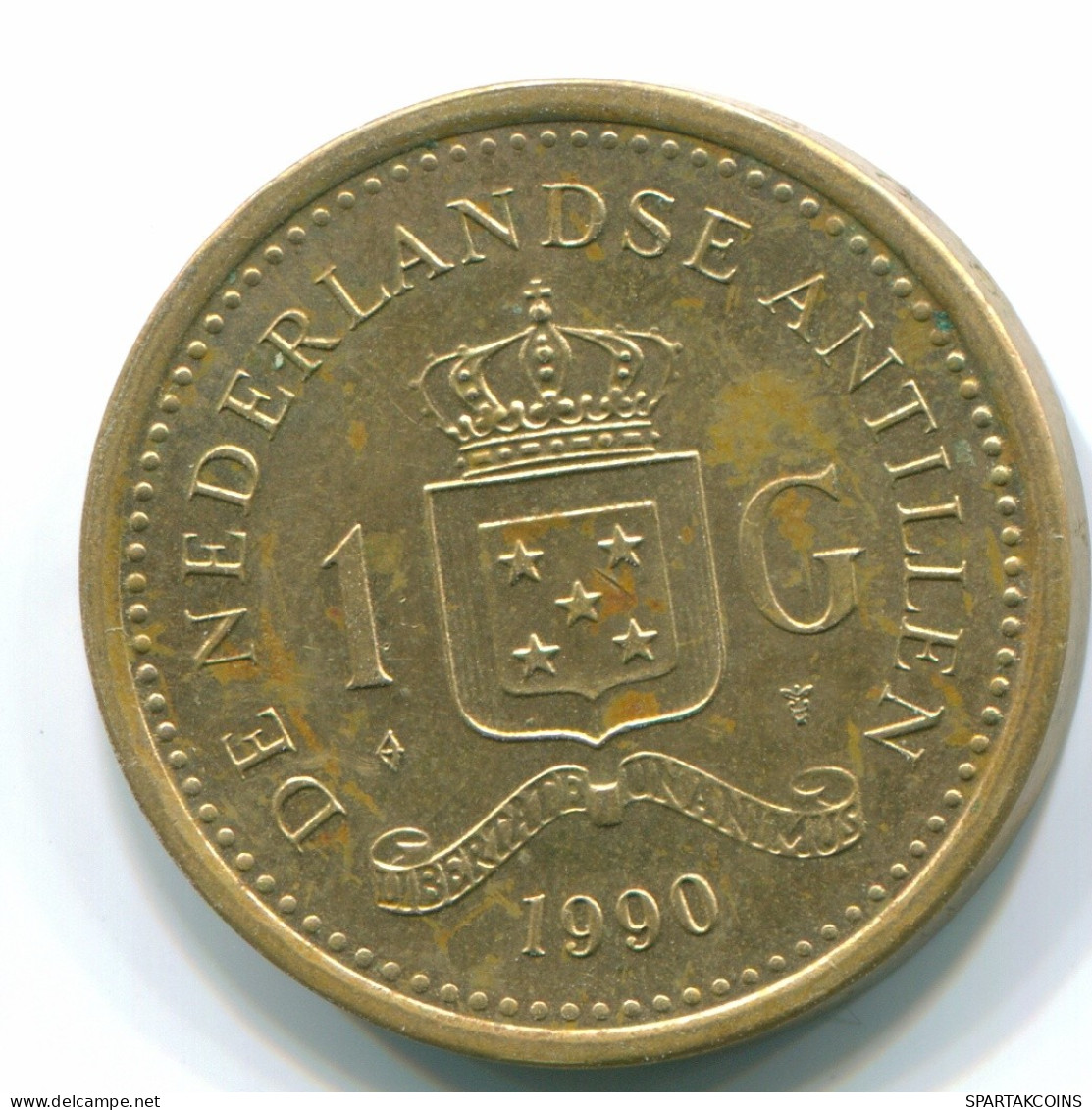 1 GULDEN 1990 ANTILLES NÉERLANDAISES Aureate Steel Colonial Pièce #S12112.F.A - Antilles Néerlandaises