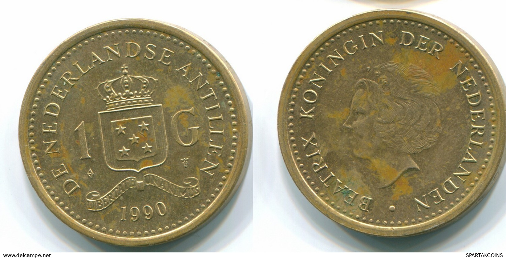 1 GULDEN 1990 ANTILLES NÉERLANDAISES Aureate Steel Colonial Pièce #S12112.F.A - Antilles Néerlandaises