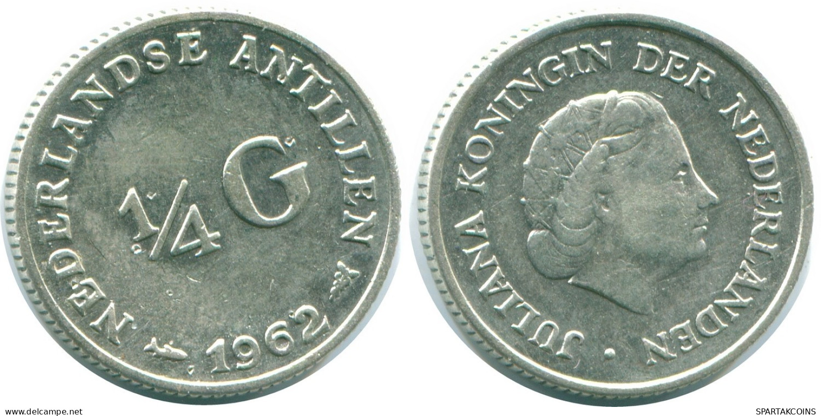 1/4 GULDEN 1962 ANTILLAS NEERLANDESAS PLATA Colonial Moneda #NL11123.4.E.A - Antilles Néerlandaises