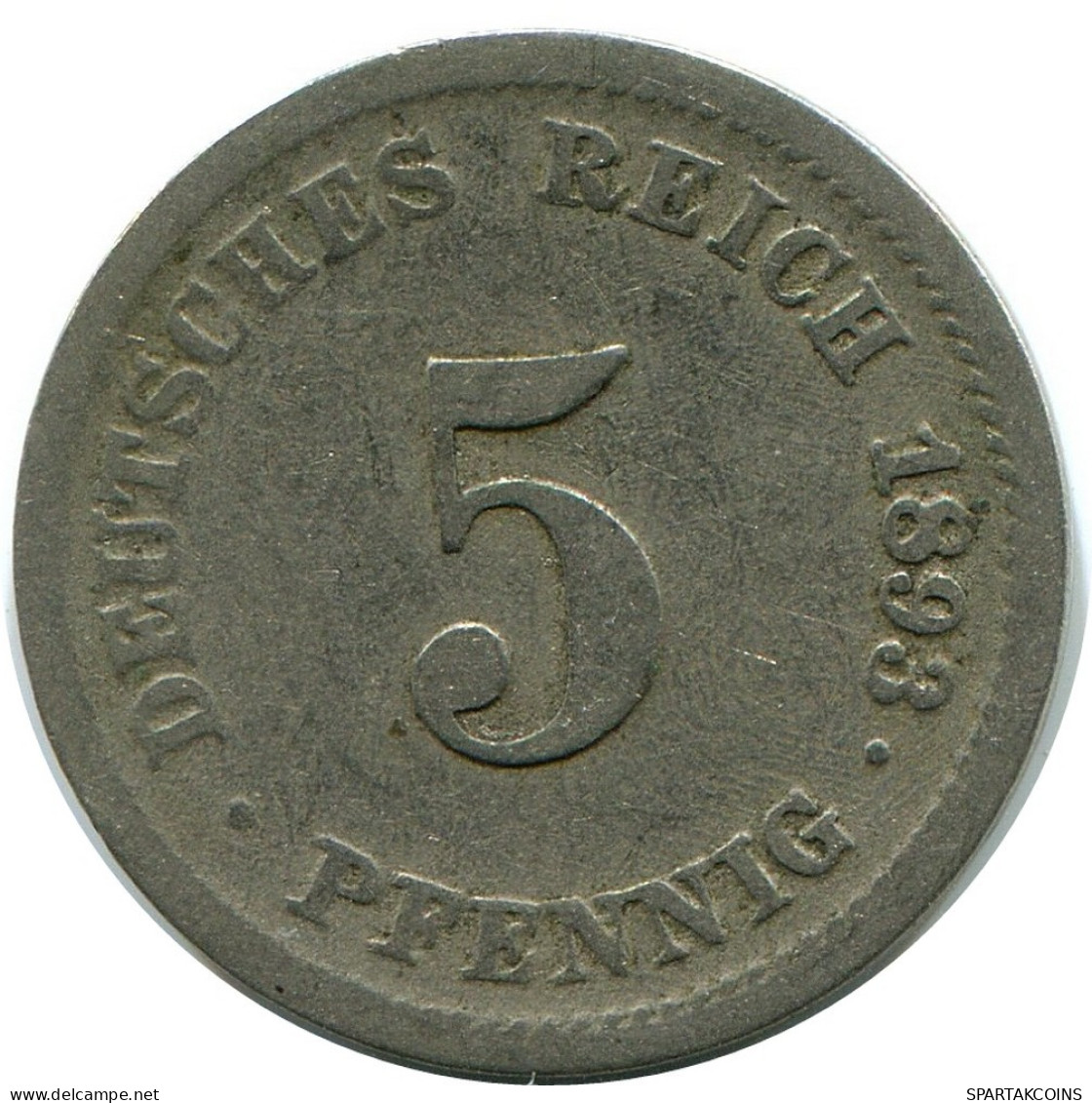 5 PFENNIG 1893 D ALEMANIA Moneda GERMANY #DB148.E.A - 5 Pfennig