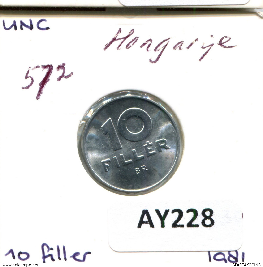 10 FILLER 1981 SIEBENBÜRGEN HUNGARY Münze #AY228.2.D.A - Ungheria