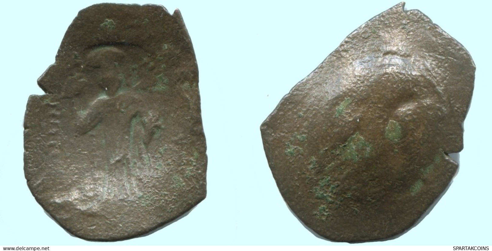 Auténtico Original Antiguo BYZANTINE IMPERIO Trachy Moneda 1.4g/24mm #AG639.4.E.A - Byzantines