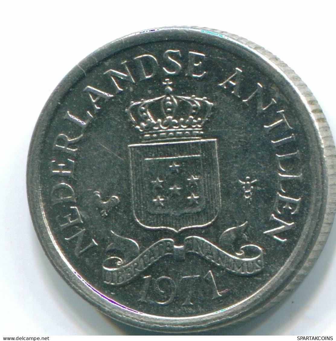 10 CENTS 1971 NETHERLANDS ANTILLES Nickel Colonial Coin #S13468.U.A - Antille Olandesi