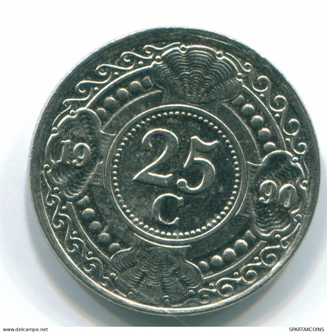 25 CENTS 1990 NETHERLANDS ANTILLES Nickel Colonial Coin #S11263.U.A - Netherlands Antilles