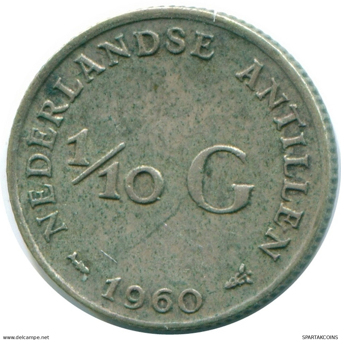 1/10 GULDEN 1960 ANTILLES NÉERLANDAISES ARGENT Colonial Pièce #NL12353.3.F.A - Antille Olandesi