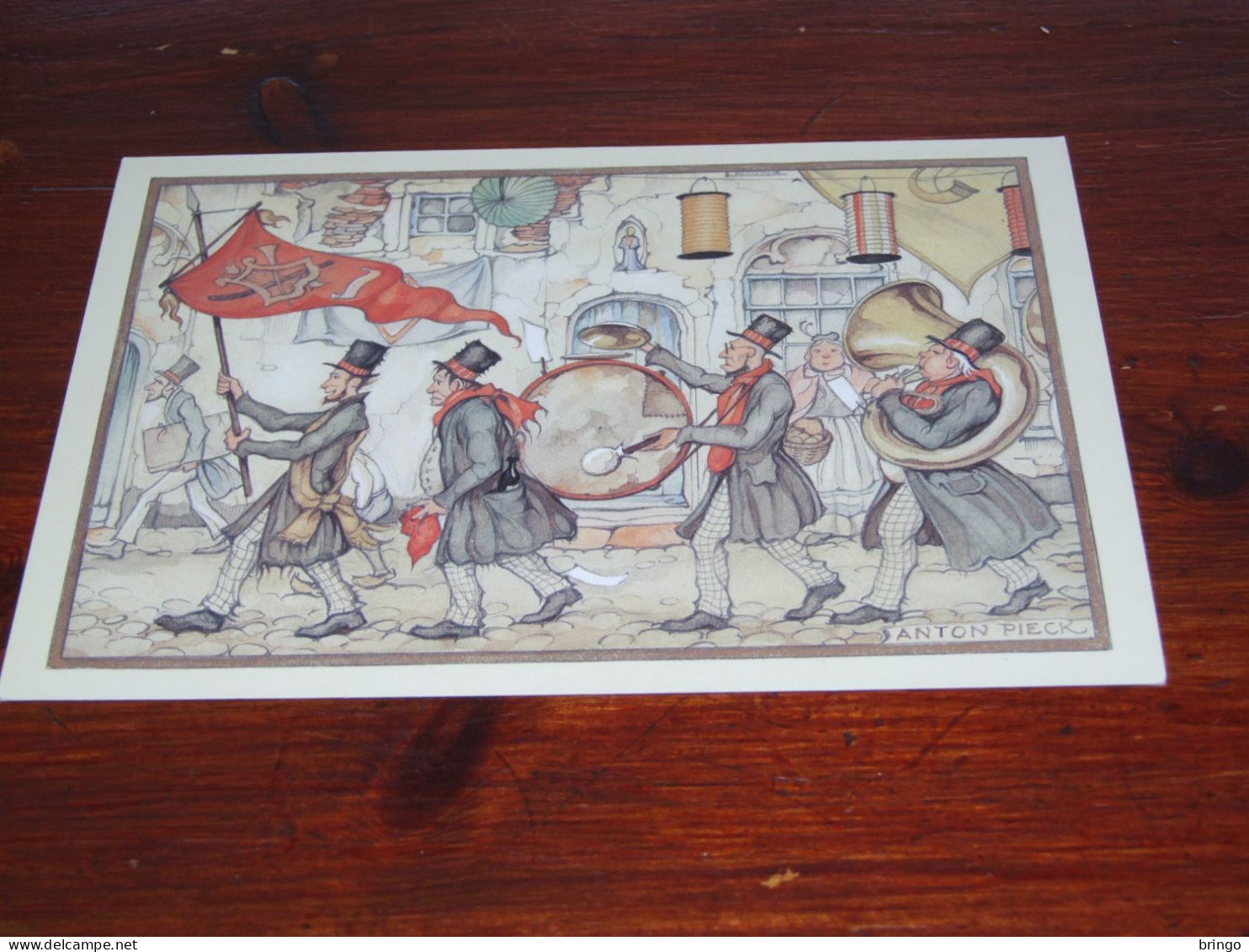 76362-       CA. 11.5 X 16.5 CM. DOUBLE CARD - DE FANFARE, ILLUSTRATOR- ANTON PIECK - Pieck, Anton