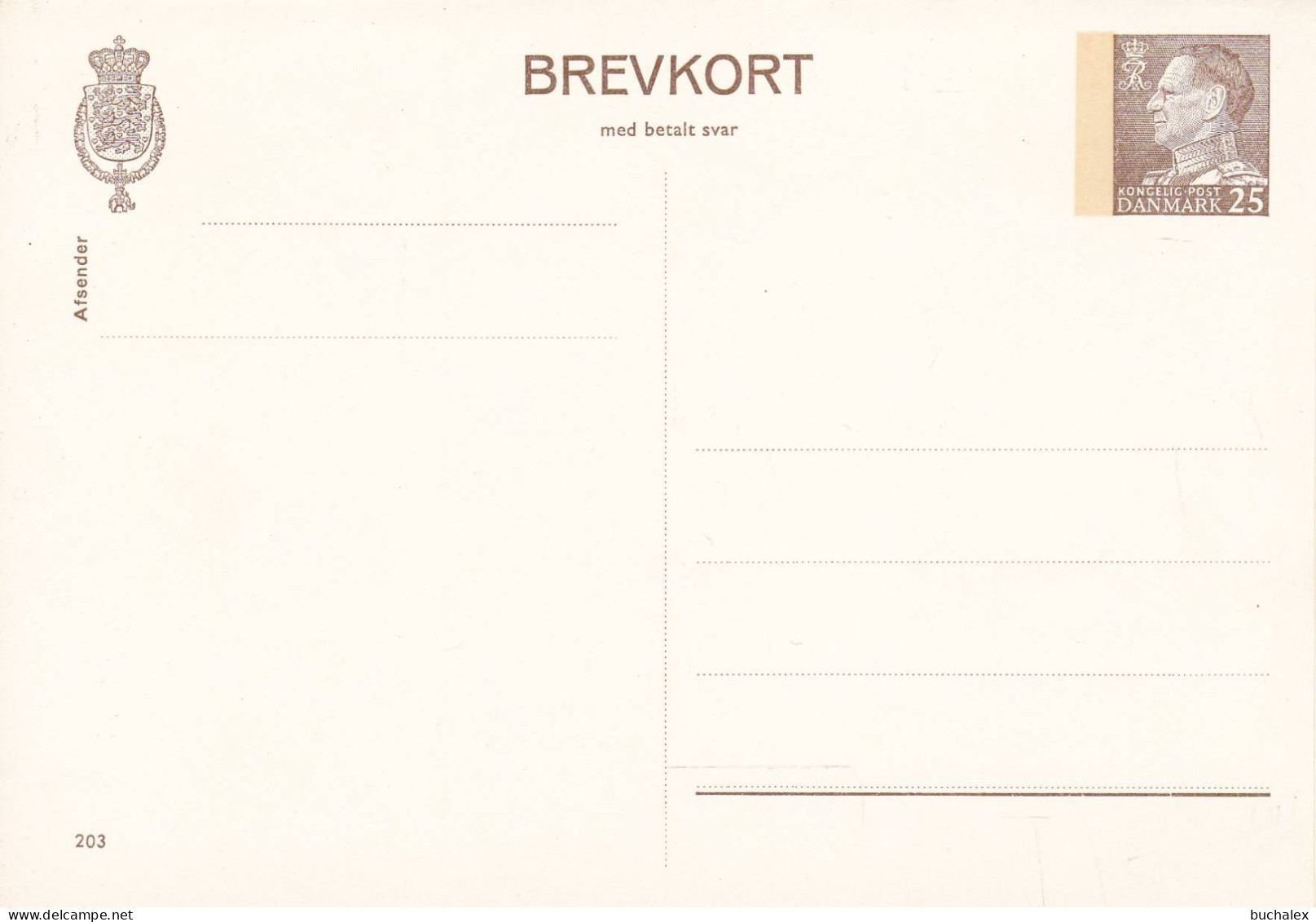 Dänemark Brevkort Med Betald Svar 25 öre Ungelaufen - Postal Stationery