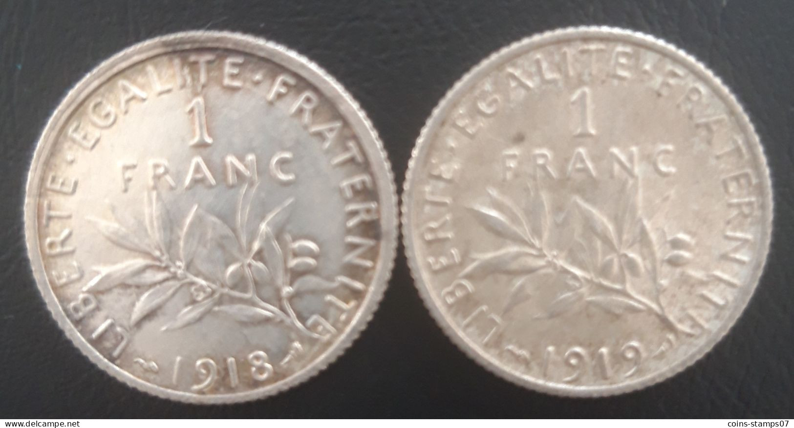 France - Lot 1 Franc Semeuse 1918 Et 1919 - 1 Franc