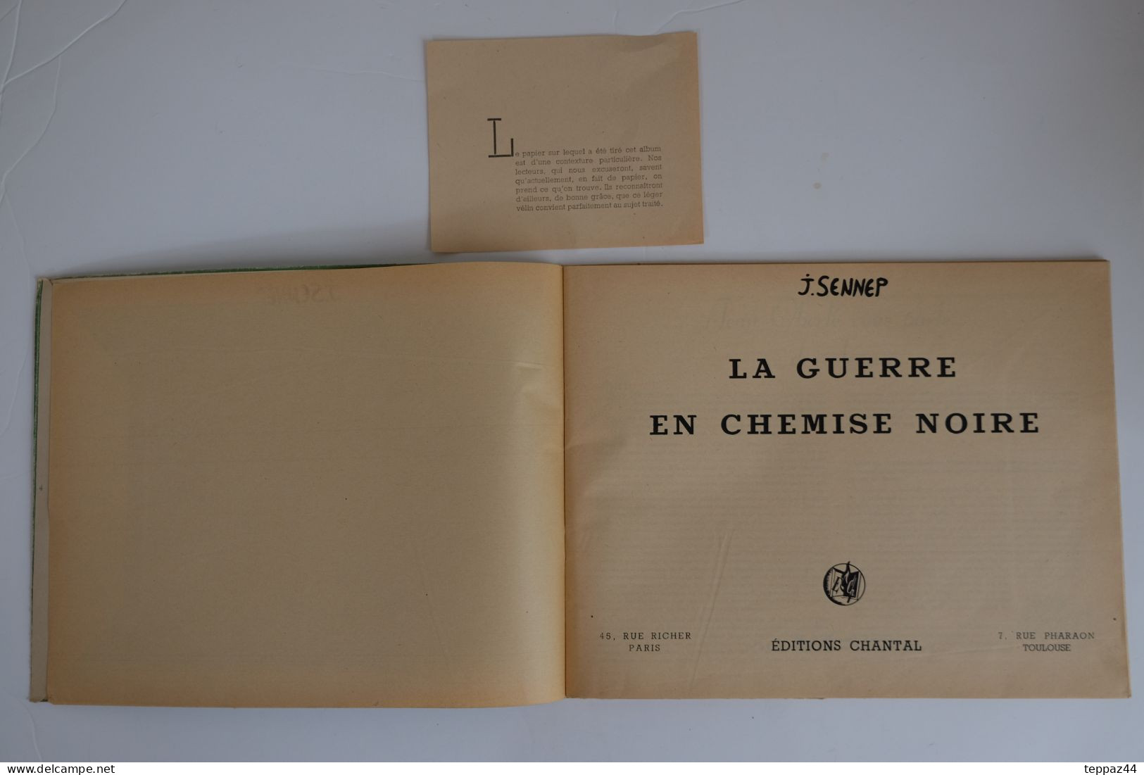 SENNEP J. LA GUERRE EN CHEMISE NOIRE PREFACE OBERLE DESSINS HUMOUR GUERRE 39/45 CARICATURE EDITIONS CHANTAL DOC PAPIER - Guerre 1939-45