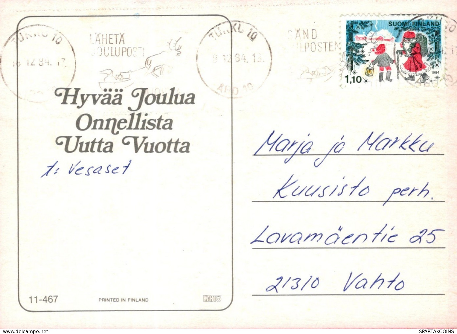PAPÁ NOEL NAVIDAD Fiesta Vintage Tarjeta Postal CPSM #PAJ751.A - Santa Claus