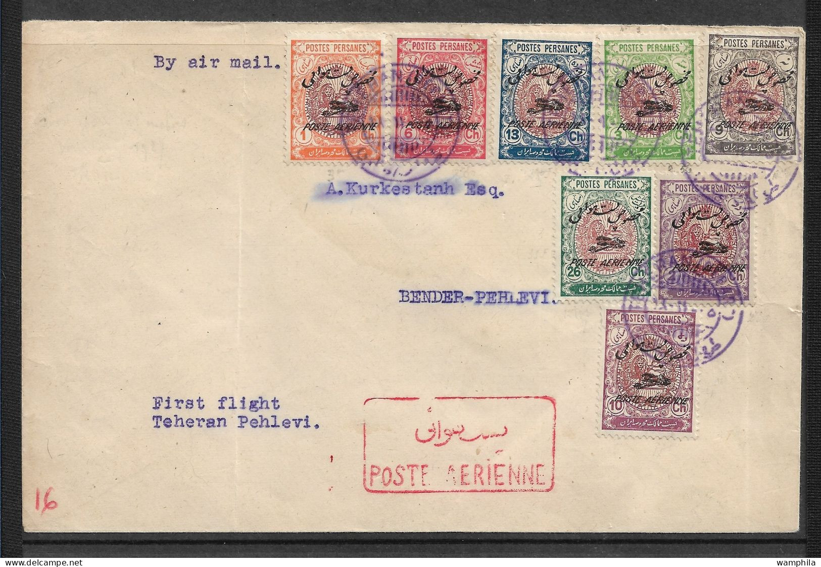Iran 1927 Lettre, 1° Courrier Aérien Téhéran-Pehlevi. - Iran