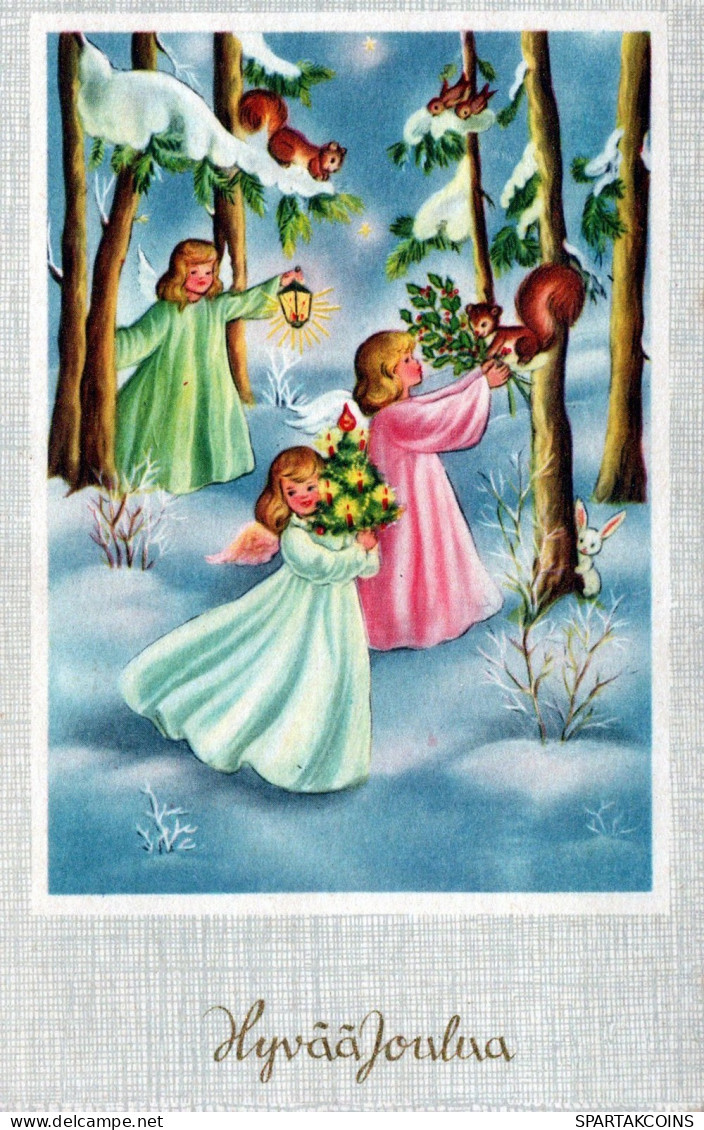 ANGELO Buon Anno Natale Vintage Cartolina CPSMPF #PAG839.A - Angels