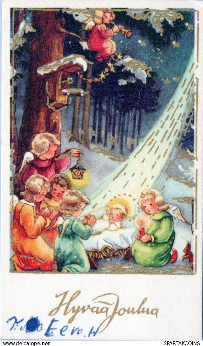 ÁNGEL NAVIDAD Vintage Tarjeta Postal CPSMPF #PAG704.A - Angels