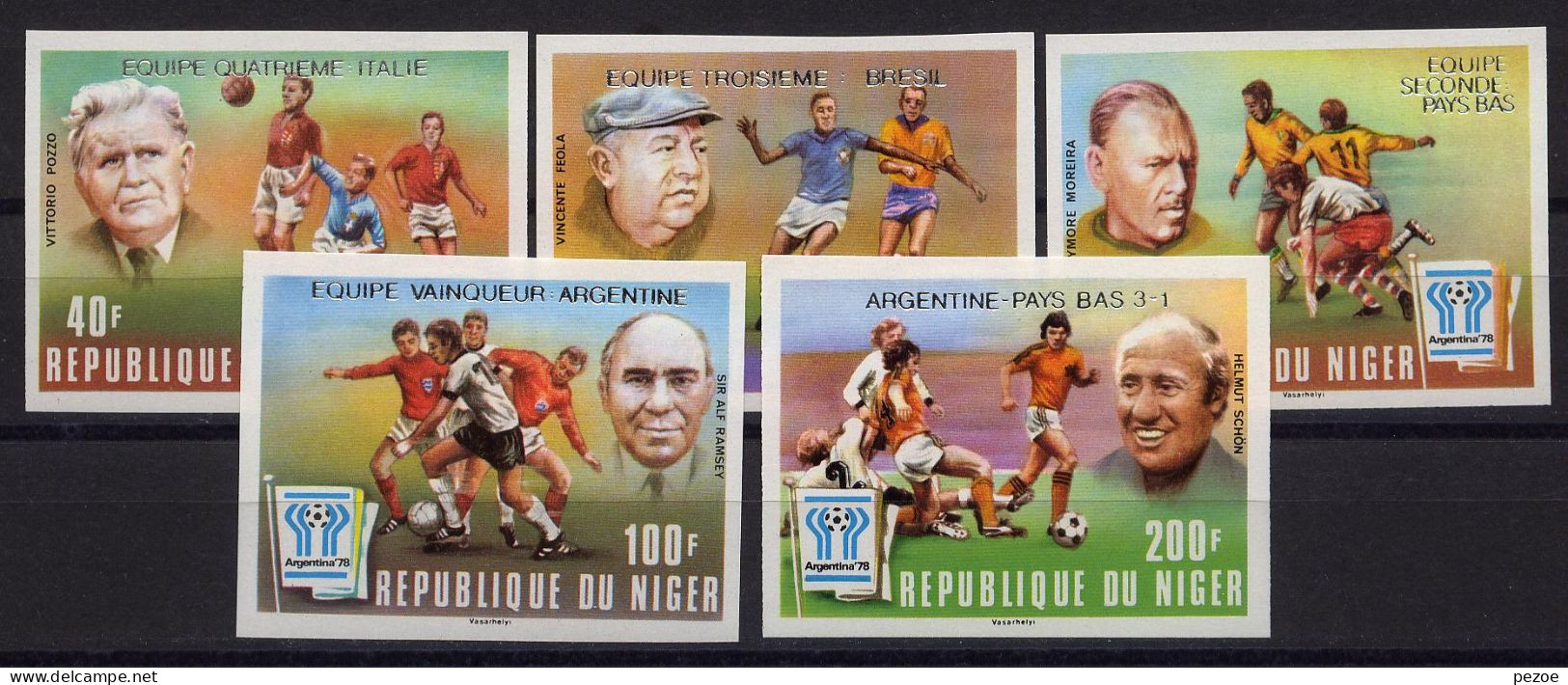 Football / Soccer / Fussball - WM 1978:  Niger  5 W **,imperf. - Silber Aufdruck - 1978 – Argentine