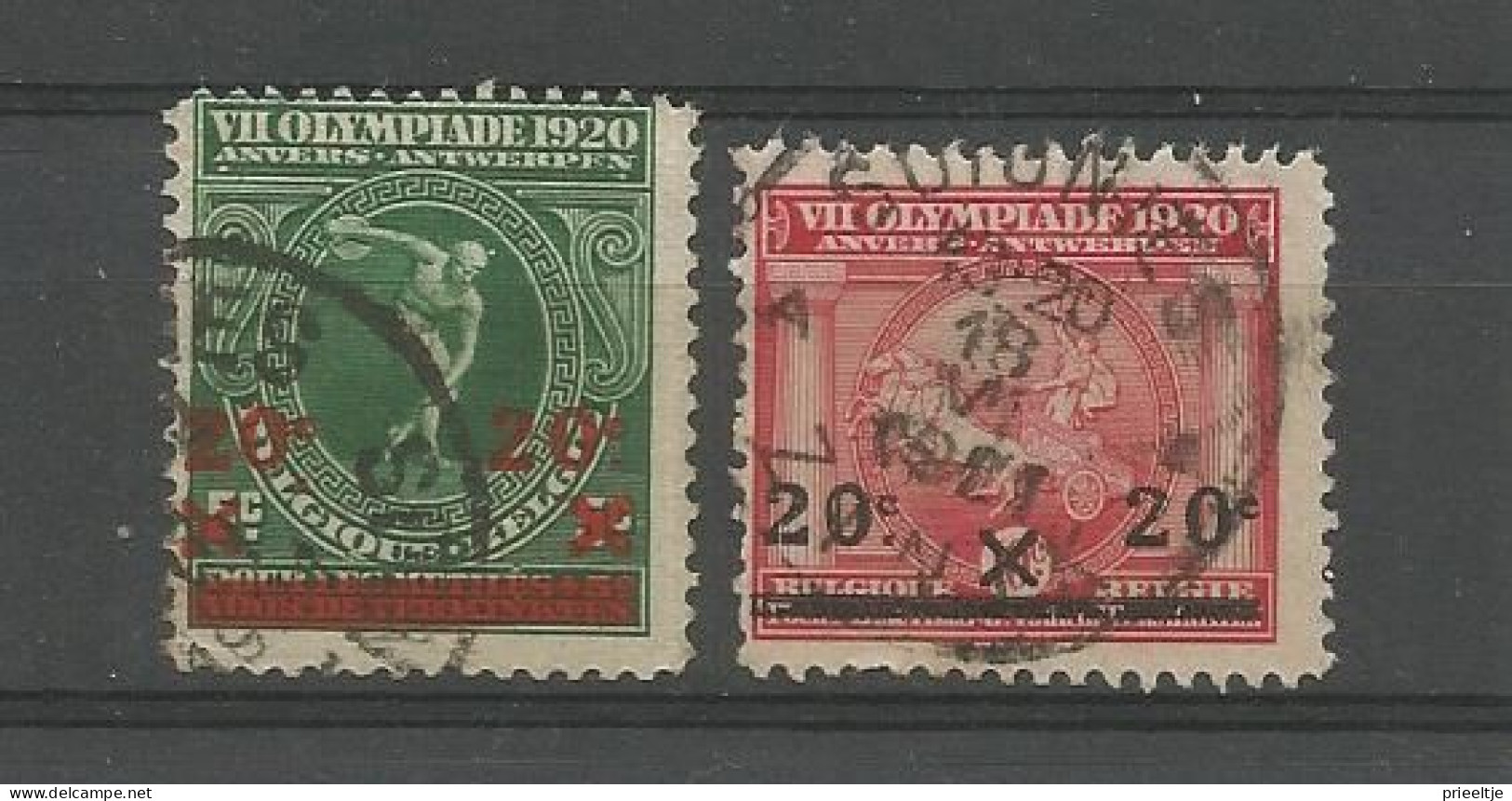 Belgie  1921 Overprint  On VIIe Olympiade Stamps Var. OCB 184V+185V (0) - Oblitérés
