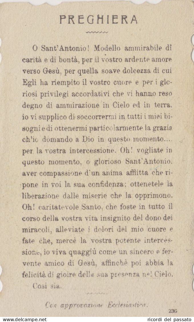 Santino Fustellato S.antonio Di Padova - Devotieprenten