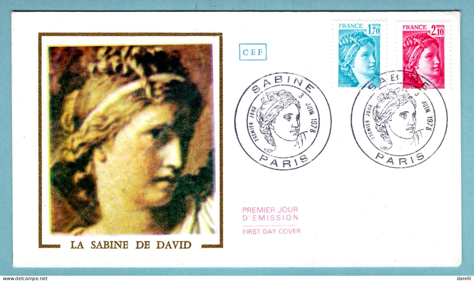 FDC France 1978 - Sabine De Gandon 1978 - 2 Valeurs  1,70 F Et 2,10 F: YT  1976 Et 1978 - Paris - 1970-1979